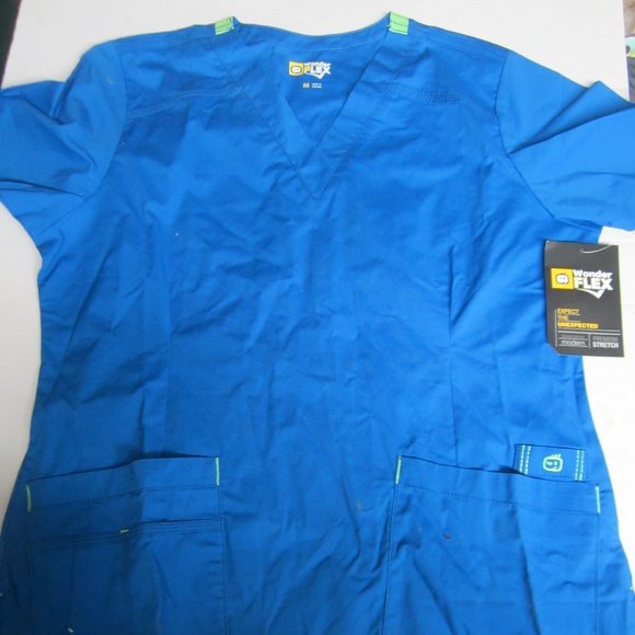 Wonderflex Royal blue scrub top NWT size M Medium - Picture 1 of 3
